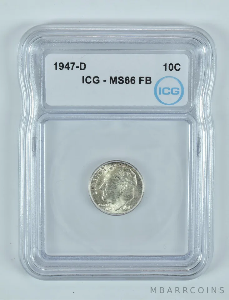 1947-D Roosevelt Dime MS66 FB ICG