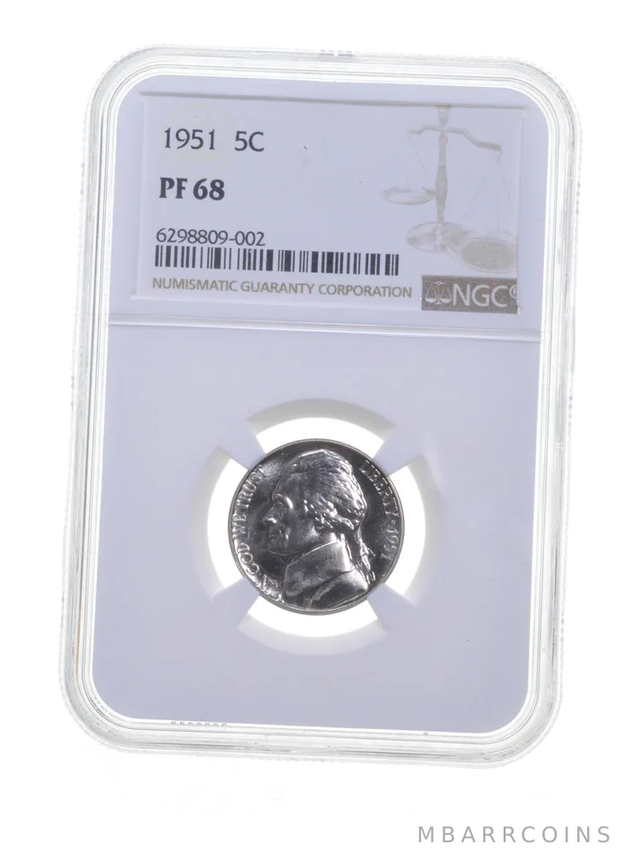 PF68 1951 Jefferson Nickel - Graded NGC a6074