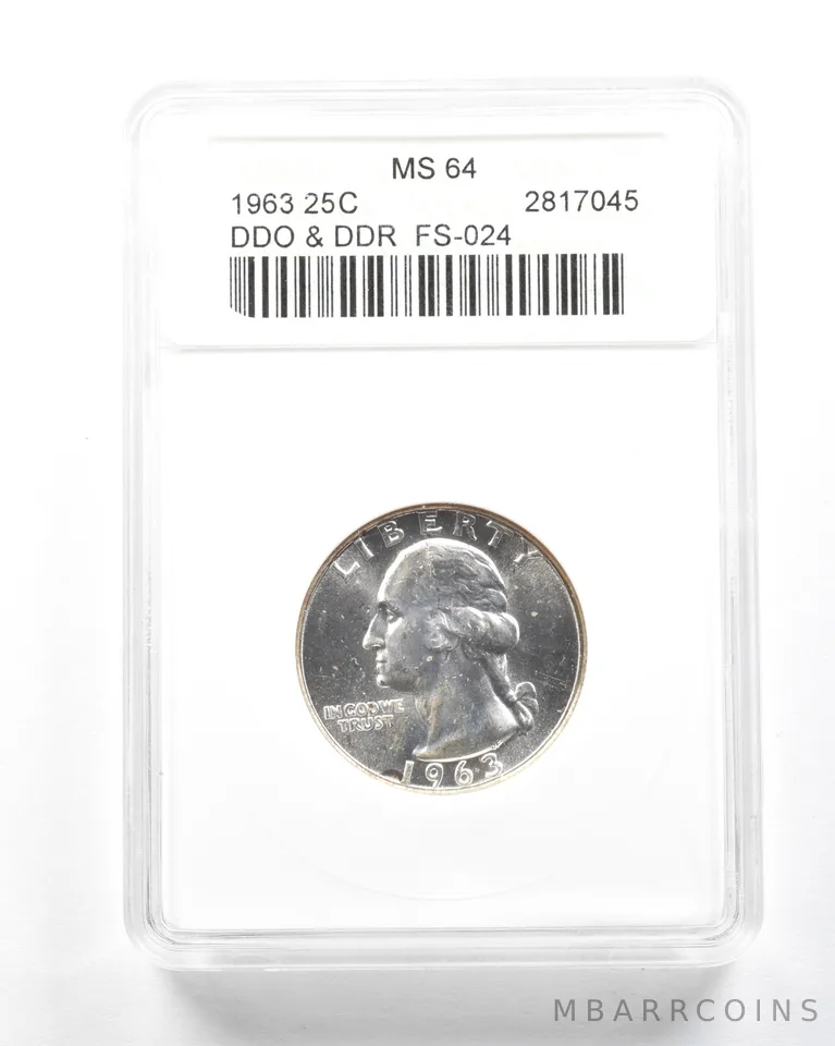 1963 Washington Quarter DDO & DDR FS-024 MS64 ANACS a2015