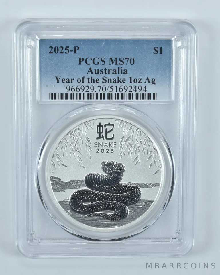 2025 P Australia 1 Dollar Silver Year Of The Snake 1 Oz Silver MS70 PCGS