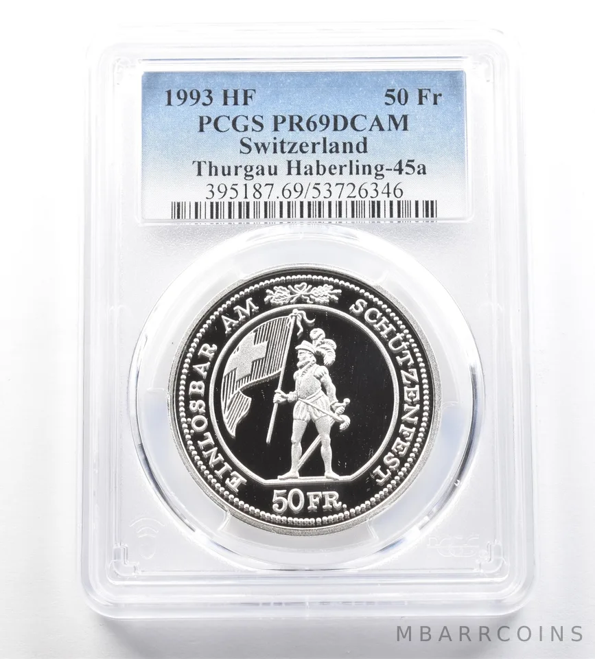 1993 HF Switzerland 50 Francs Thurau Haberling PR69 PCGS Shooting Medal *7685