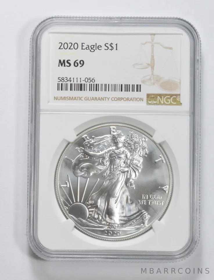 2020 American Silver Eagle MS69 NGC Brown Label