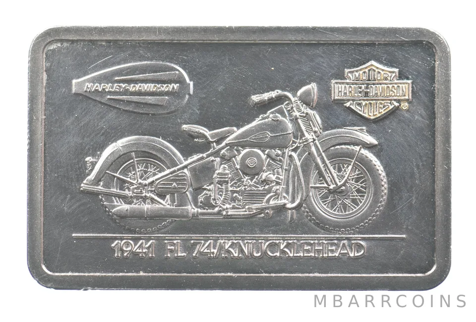1.5 Oz Silver Bar Harley Davidson 1941 FL 74/Knucklehead a5347