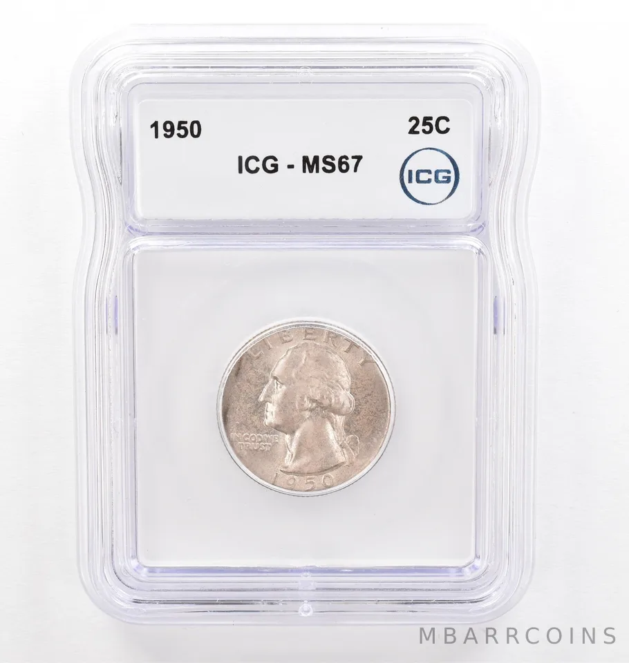 1950 Washington Quarter MS67 ICG Beautiful Tone *0216