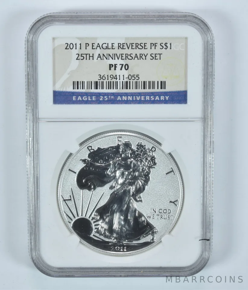 2011-P American Silver Eagle 25th Anniversary Set Reverse PF70 NGC *7030