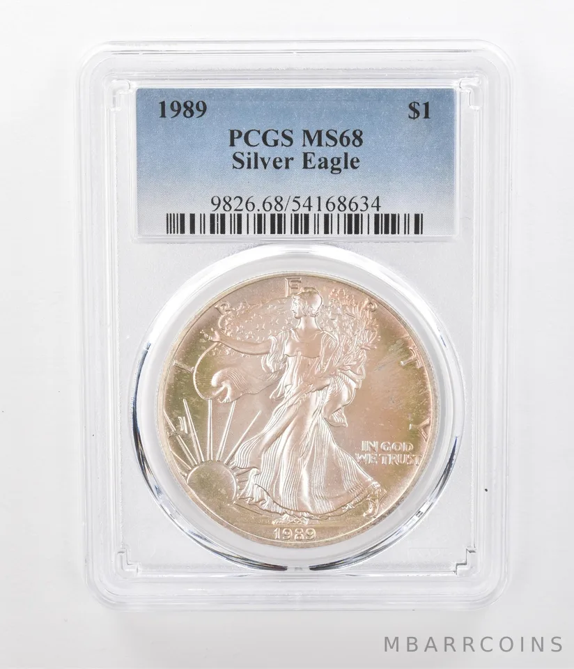 1989 American Silver Eagle MS68 PCGS Beautiful Tone *1260