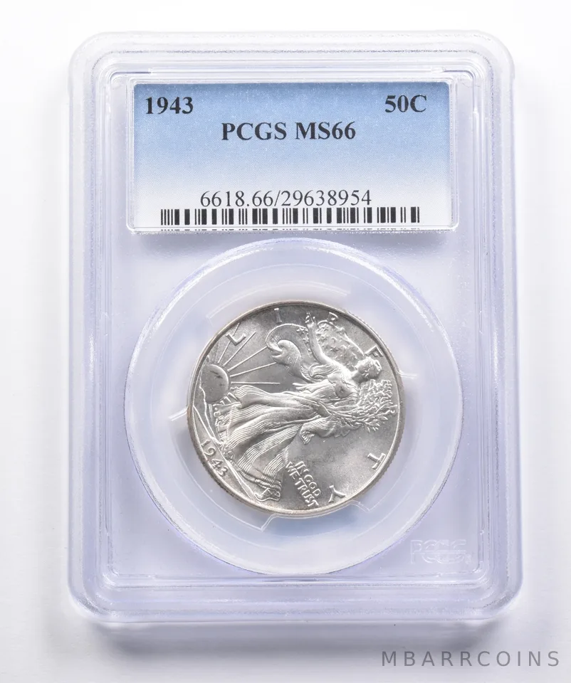MS66 1943 Walking Liberty Half Dollar PCGS a3617