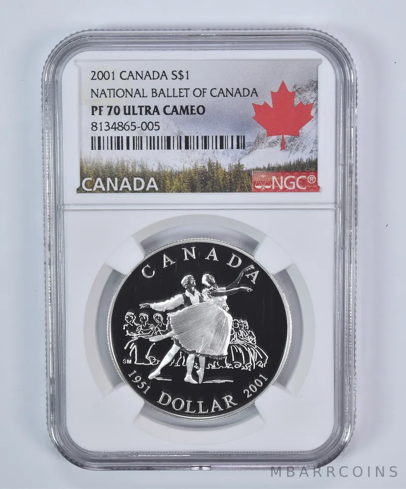 2001 Canada 1 Dollar Silver National Ballet Of Canada PF70 UCAM NGC