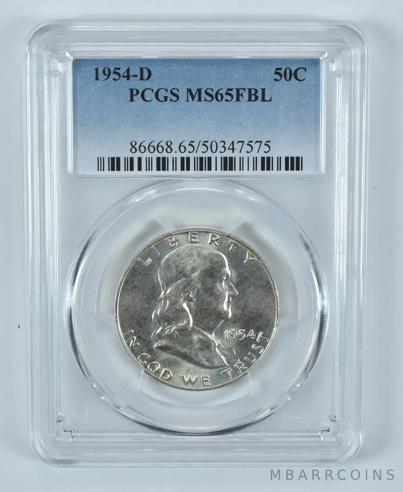 1954-D Franklin Half Dollar MS65 FBL PCGS Blue Label
