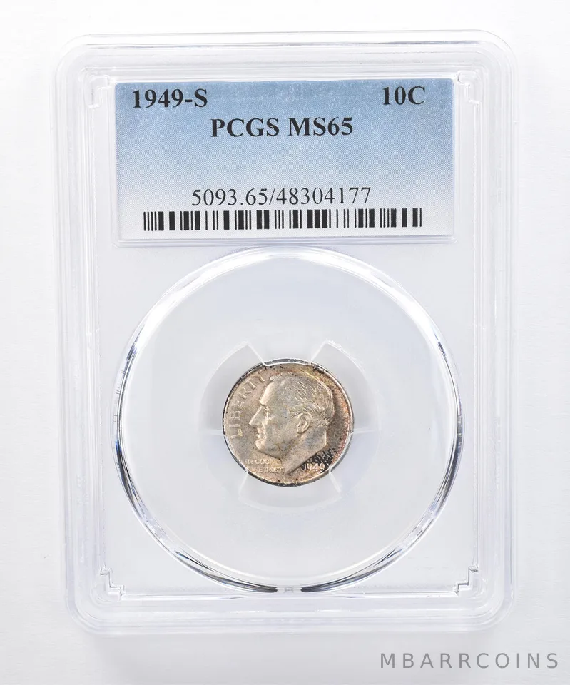1949-S Roosevelt Dime MS65 PCGS Beautiful Tone *8381