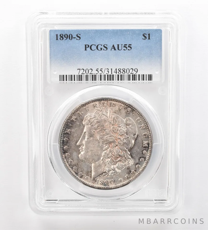 1890-S Morgan Silver Dollar AU55 PCGS Beautiful Tone *7472