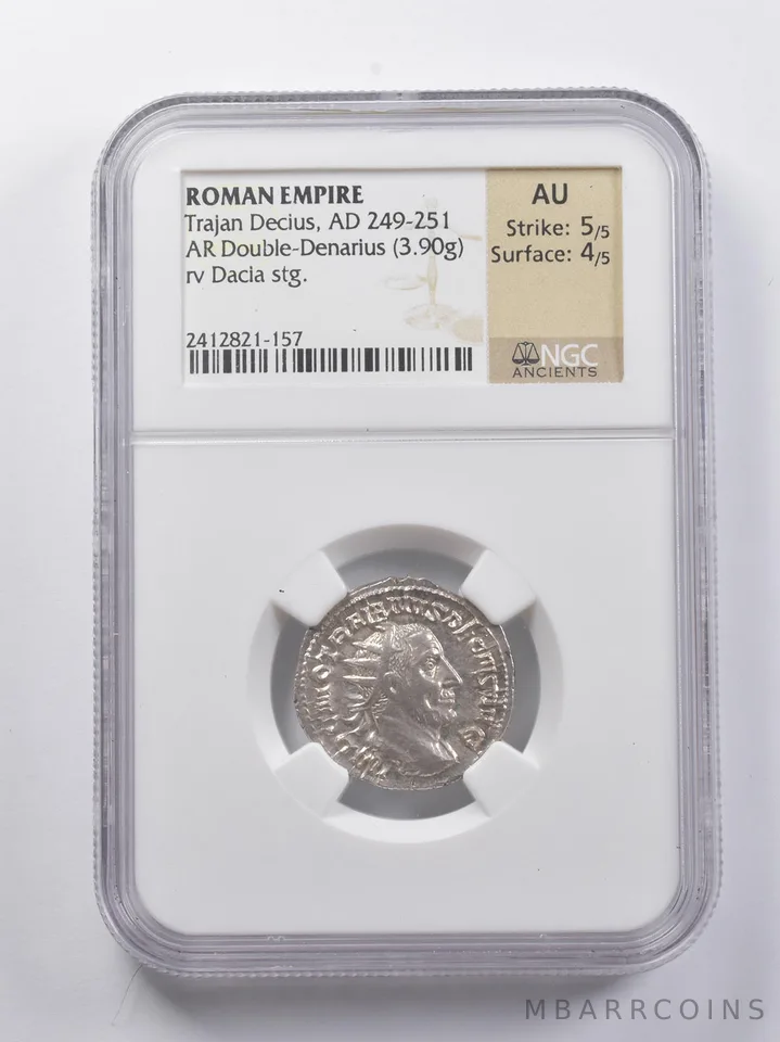 AU AD 249-251 Roman Empire AR Double Denarius Decius (3.90g) NGC Ancients a6818