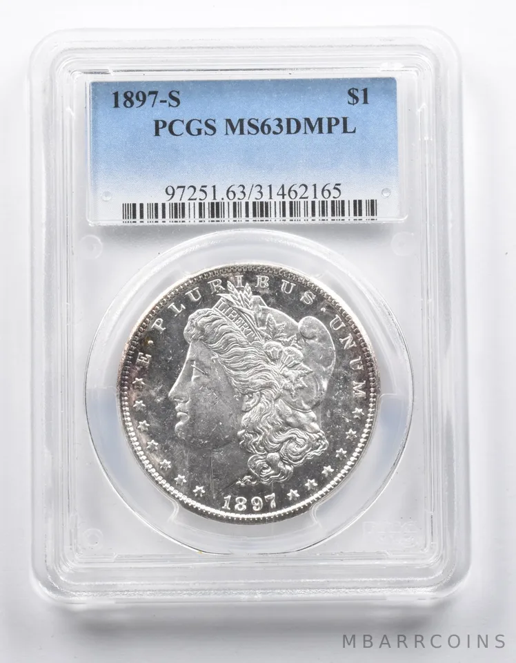 MS63 DMPL 1897-S Morgan Silver Dollar PCGS *0966