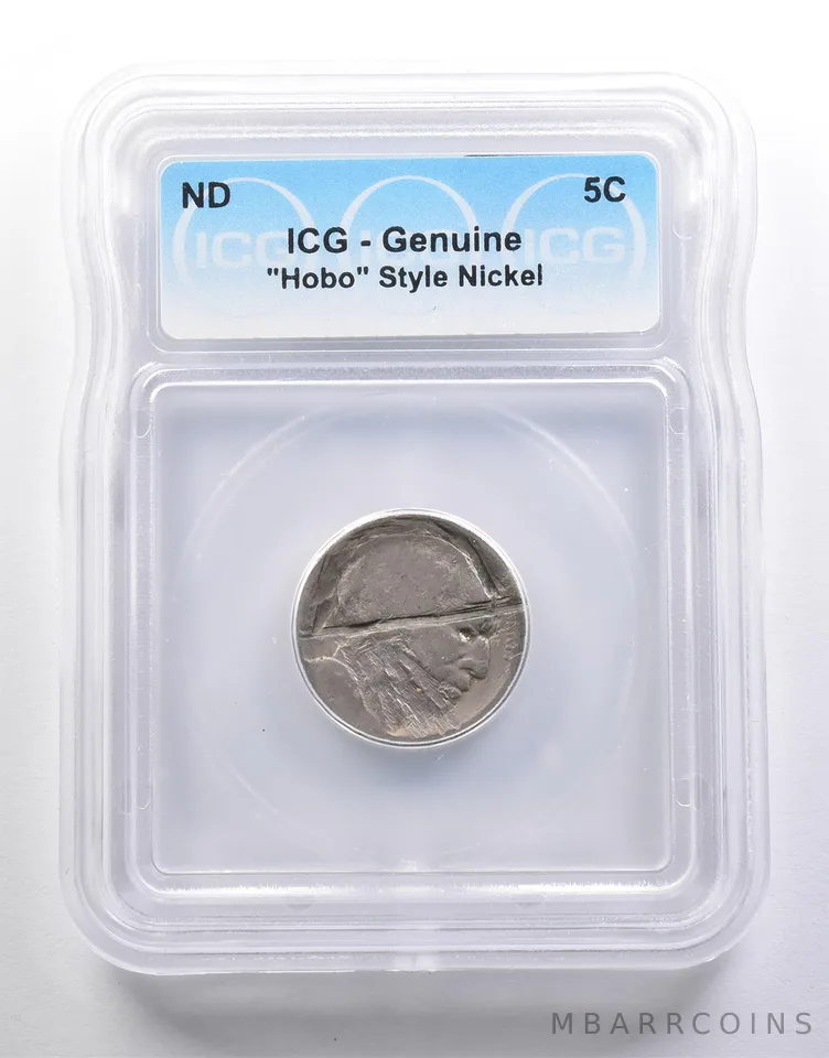 (ND) Indian Head Buffalo Nickel "Hobo" Style Genuine ICG *6591