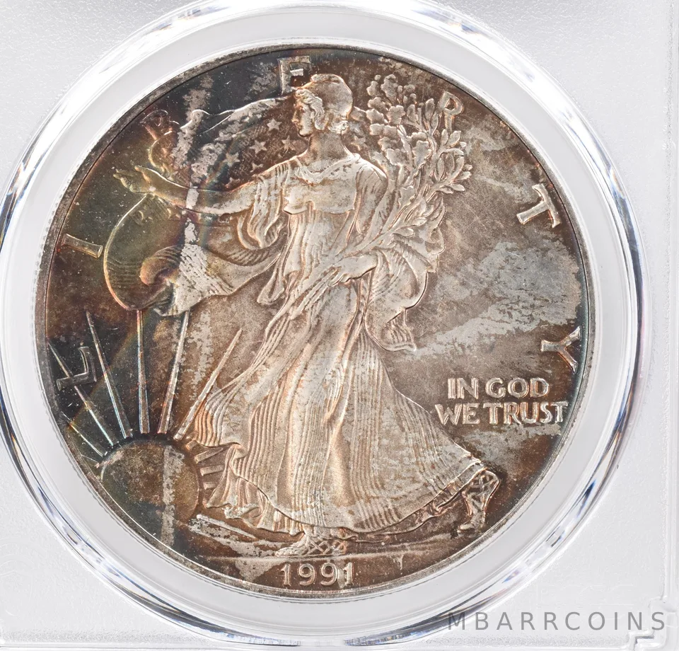 1991 American Silver Eagle MS68 PCGS Beautiful Tone *1164