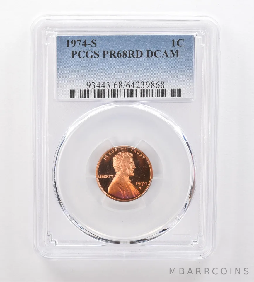 1974-S Lincoln Memorial Cent PR68 RD DCAM PCGS Beautiful Tone *2093