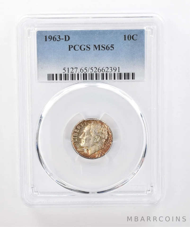 1963-D Roosevelt Dime MS65 PCGS Beautiful Tone *1317