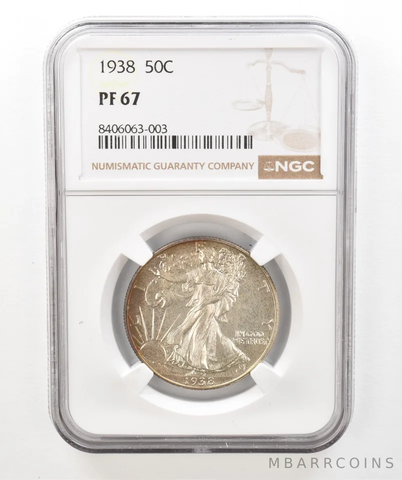 1938 Walking Liberty Half Dollar PF67 NGC Nice Tone a5205