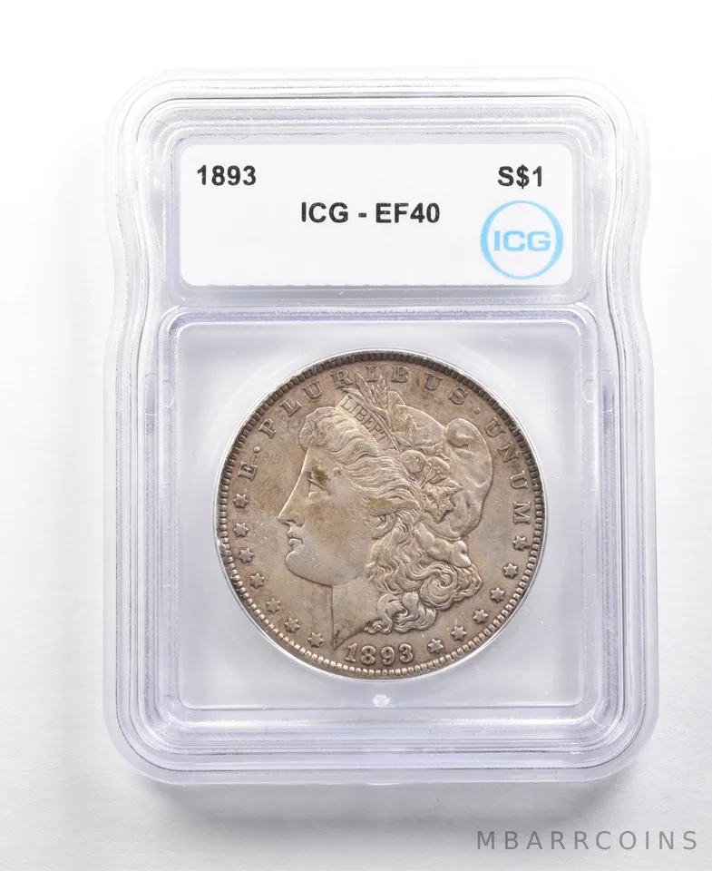 1893 Morgan Silver Dollar EF40 ICG a6289