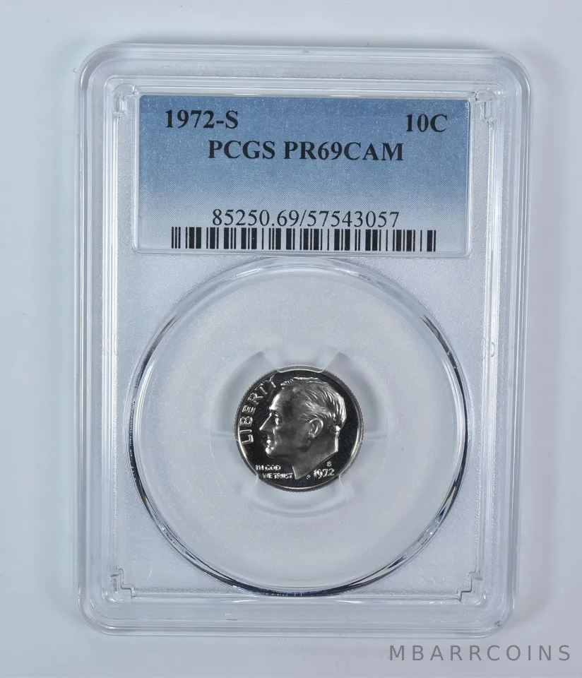 1972-S Roosevelt Dime PR69 CAM PCGS Blue Label