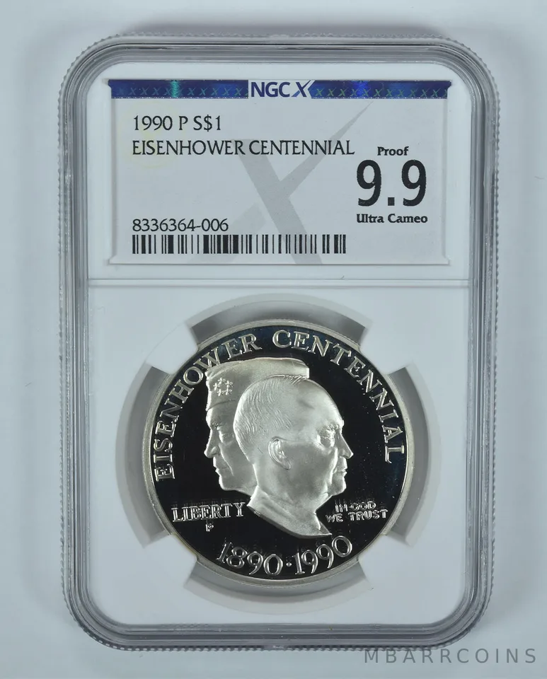 1990-P Eisenhower Commemorative Silver Dollar Proof 9.9 NGC X NGCX