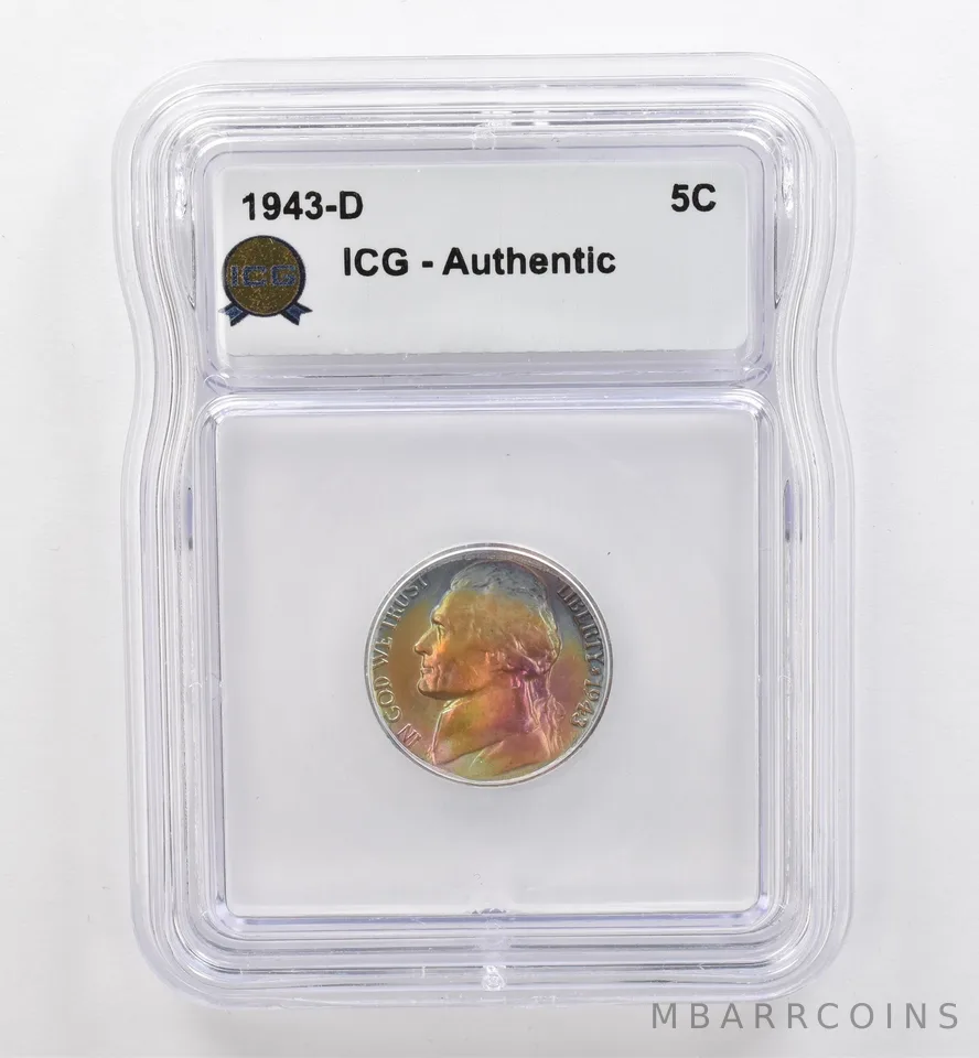 1943-D Jefferson Nickel Authentic ICG Beautiful Tone *9125