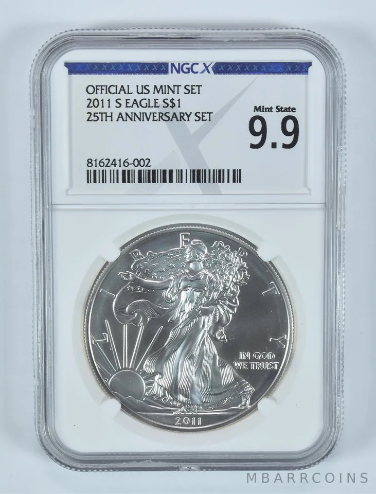 2011-S American Silver Eagle 25th Anniversary Set MS 9.9 NGC X NGCX