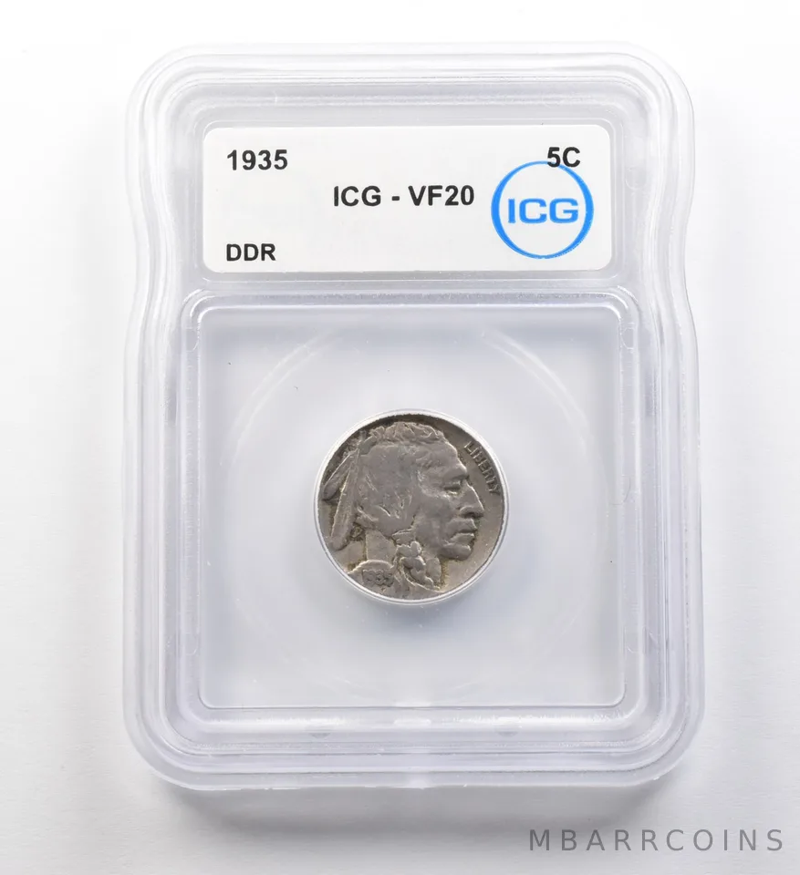 1935 Indian Head Buffalo Nickel DDR VF20 ICG ERROR *8193