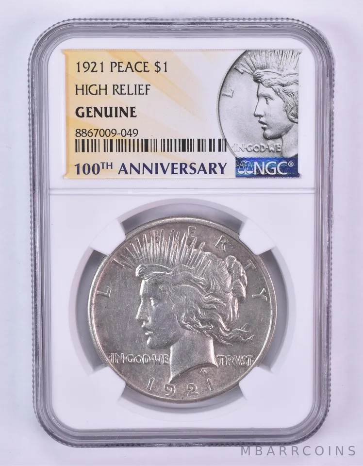 1921 Peace Silver Dollar High Relief Genuine NGC *1092