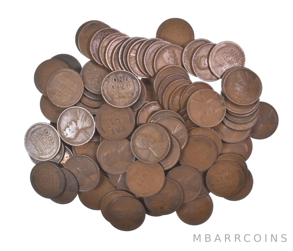 Lot of 100 1910-1919 Lincoln Wheat Cents - 2 Rolls - Collection *575