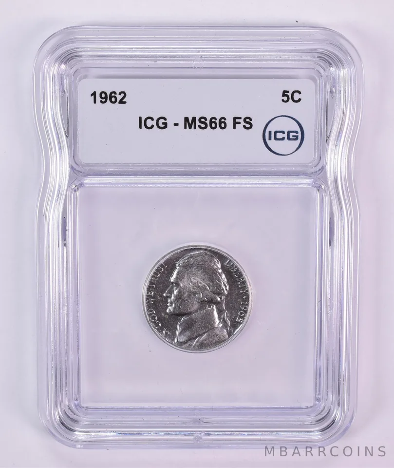 1962 Jefferson Nickel MS66 FS ICG