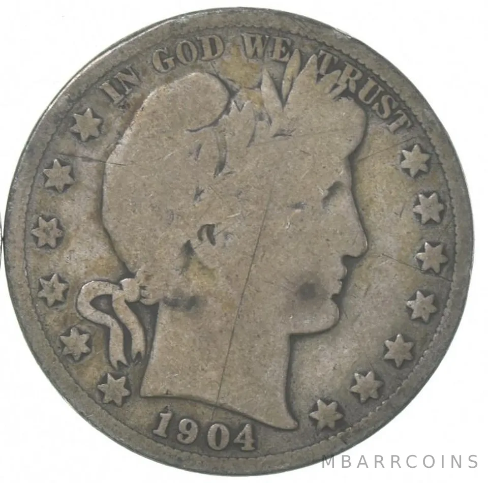 1904-S Barber Half Dollar Average Circ 90% Silver