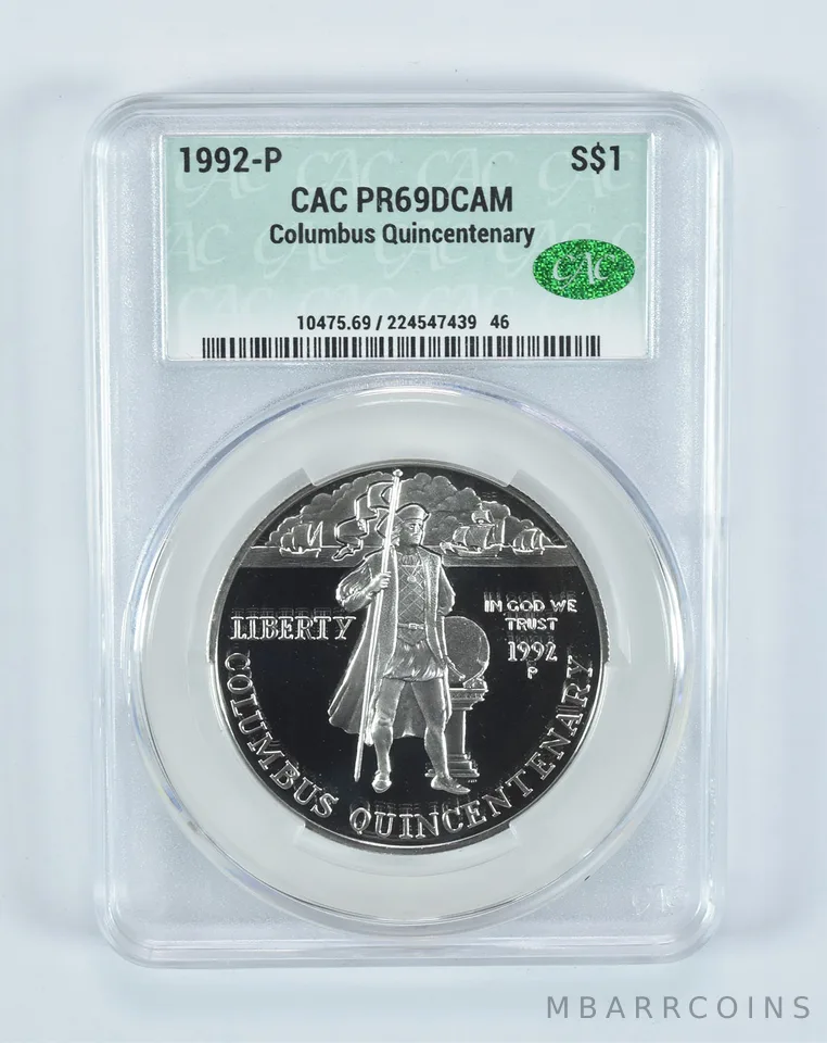 1992-P Columbus Quincentenary Commemorative Silver Dollar PR69 DCAM CAC CACg