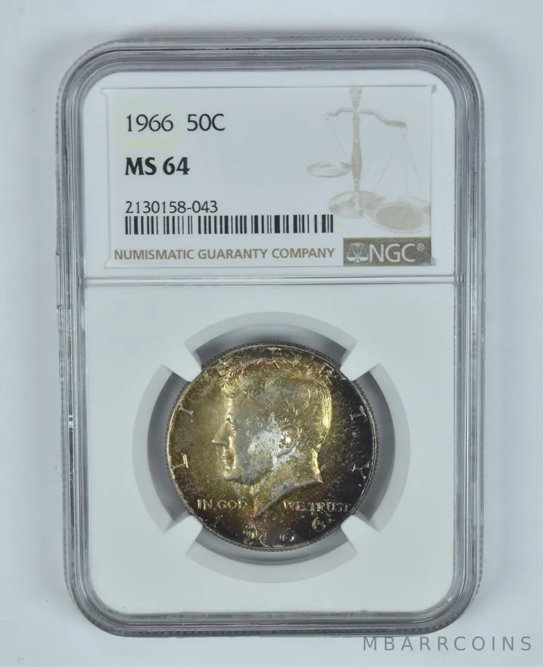MS64 1966 Kennedy Half Dollar NGC - Very Interesting Tone *3802