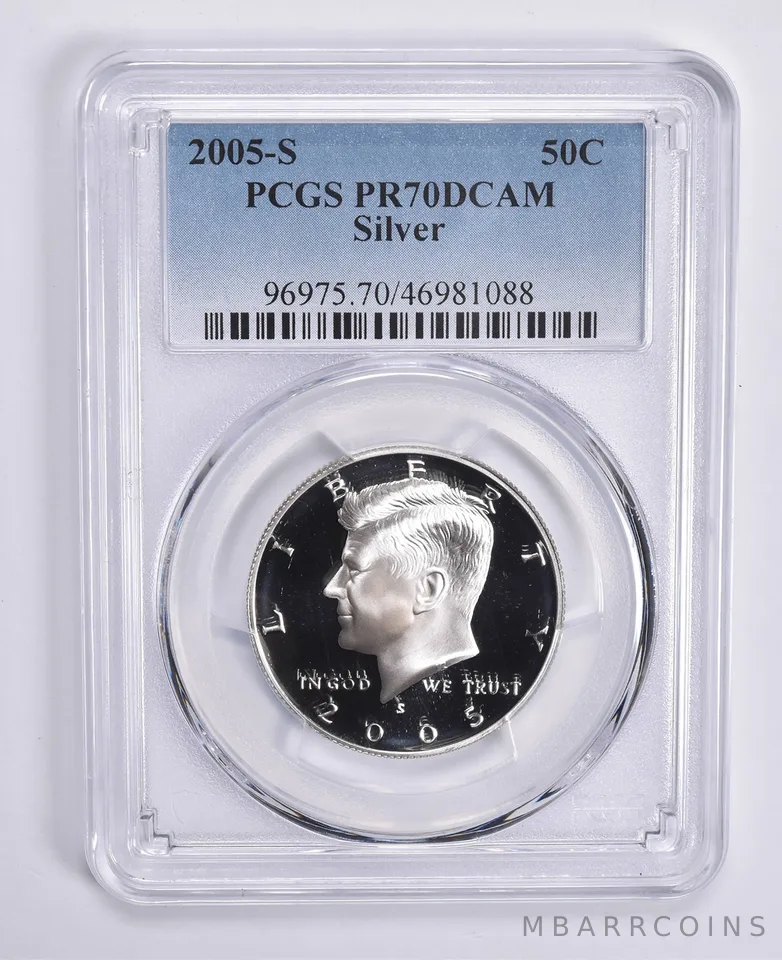 2005-S Kennedy Half Dollar Silver PR70 DCAM PCGS Blue Lbl
