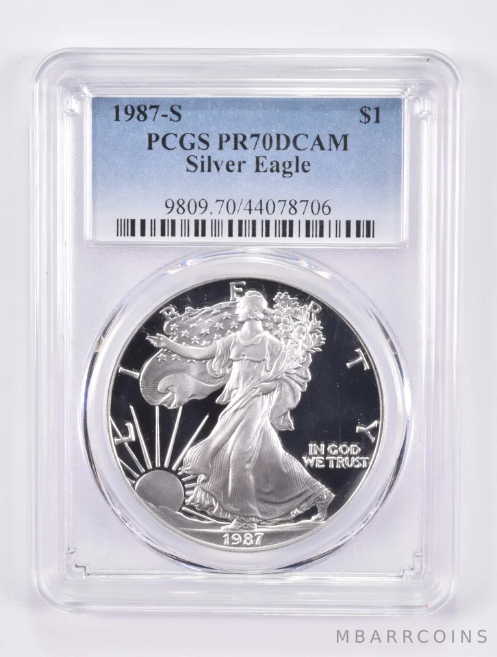 1987-S American Silver Eagle PR70 DCAM PCGS Blue Label