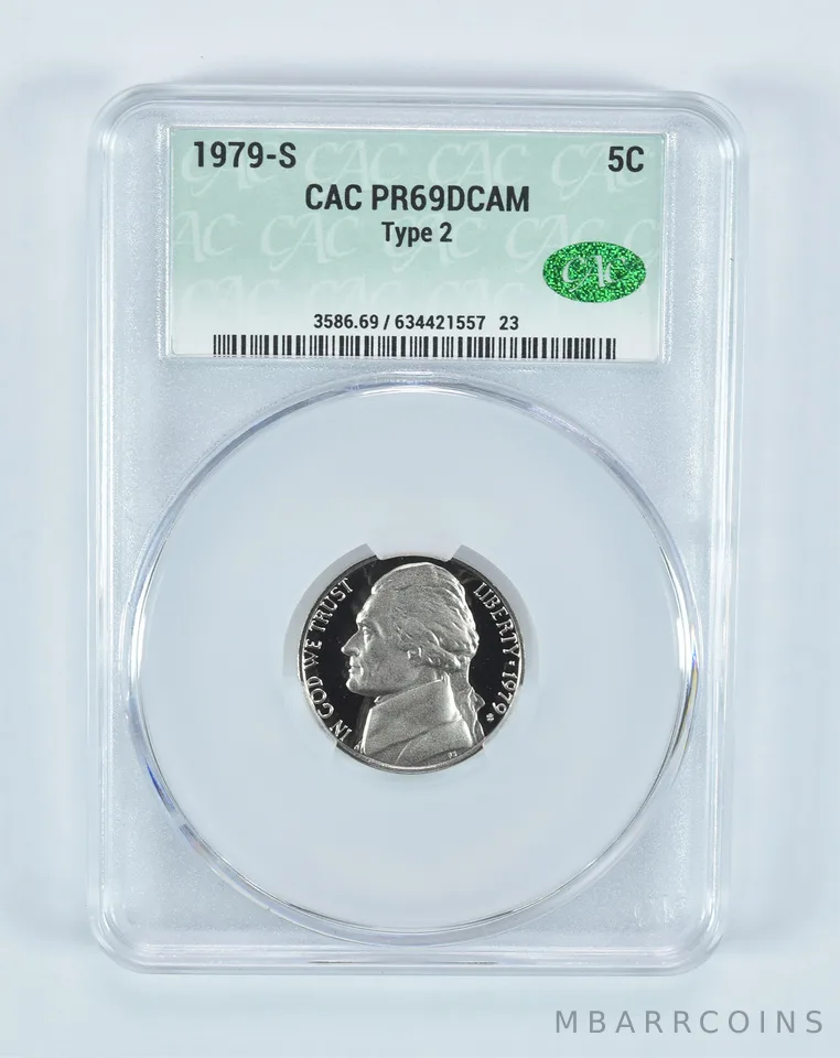 1979-S Jefferson Nickel Type 2 PR69 DCAM CAC CACg