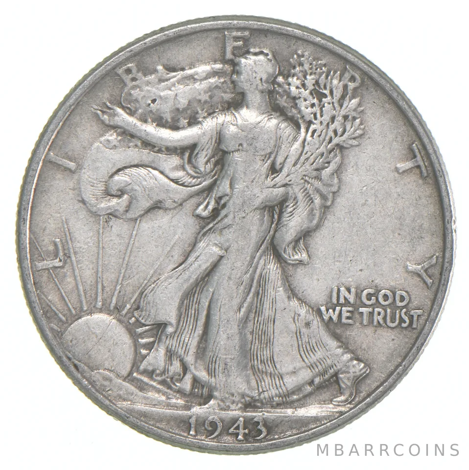 1943 XF Walking Liberty Half Dollar 90% Silver