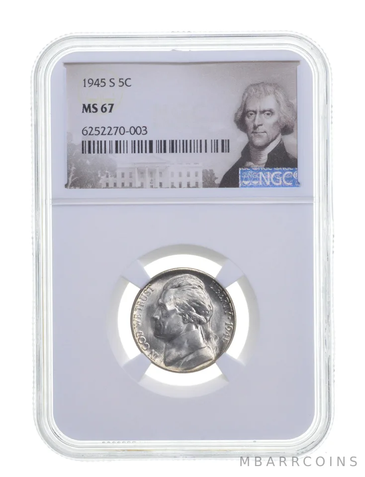 MS67 1945-S Jefferson Nickel - Graded NGC *3653