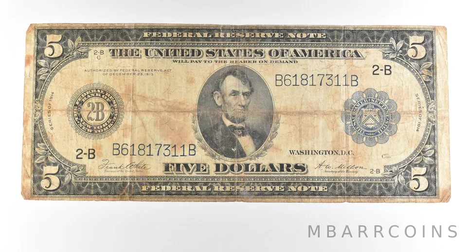 1914 $5 New York NY FRN Large Note Blue Seal *2731