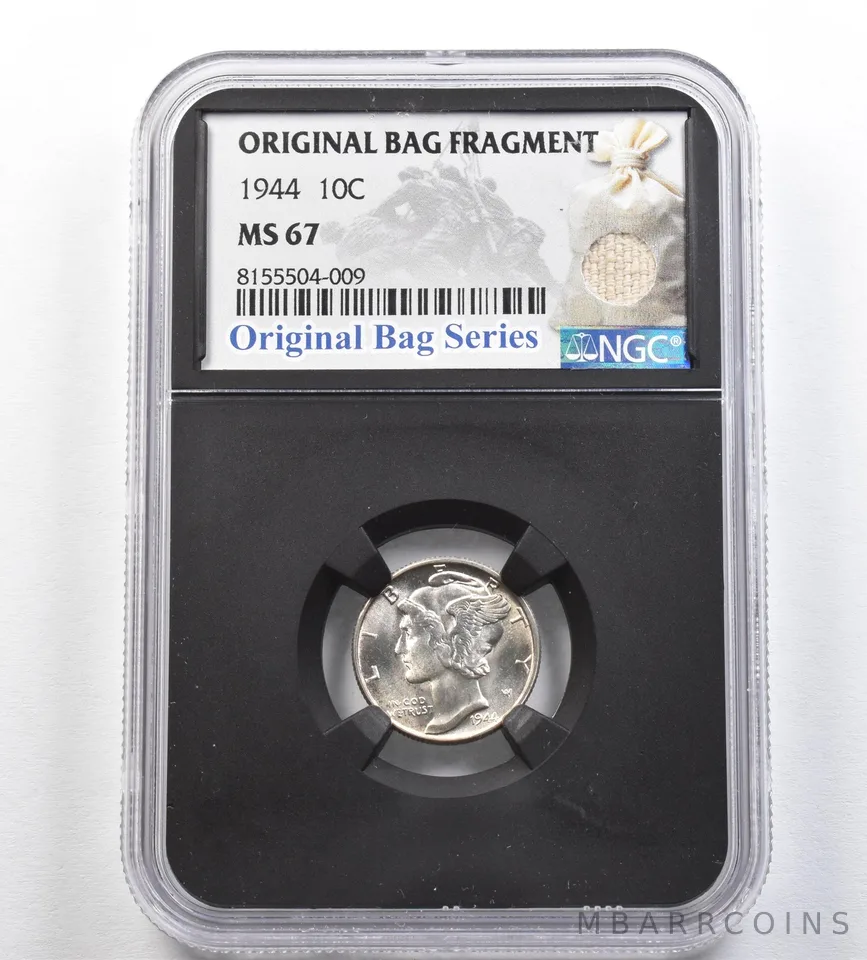 1944 Mercury Dime Original Bag Fragment MS67 NGC *0423