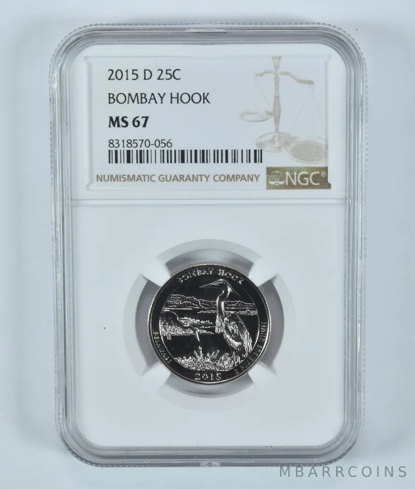 2015-D Washington Quarter Bombay Hook America The Beautiful MS67 NGC
