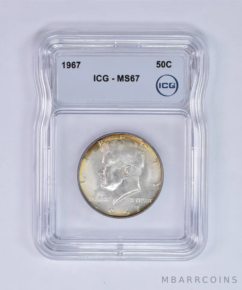 1967 Kennedy Half Dollar MS67 ICG Peripheral Tone *7986