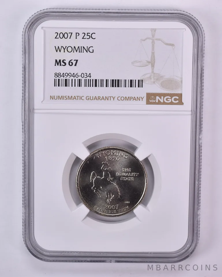 2007-P Washington State Quarter Wyoming MS67 NGC Brown Label