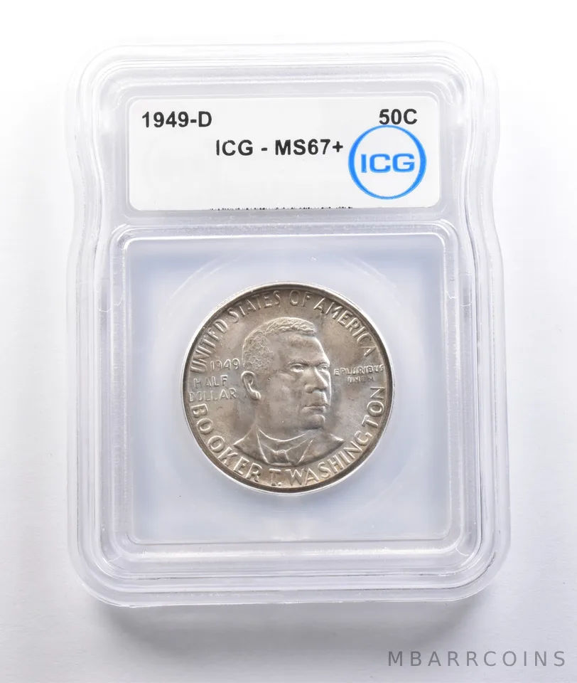 1949-D Booker T Washington Commemorative Half Dollar MS67+ ICG a6756