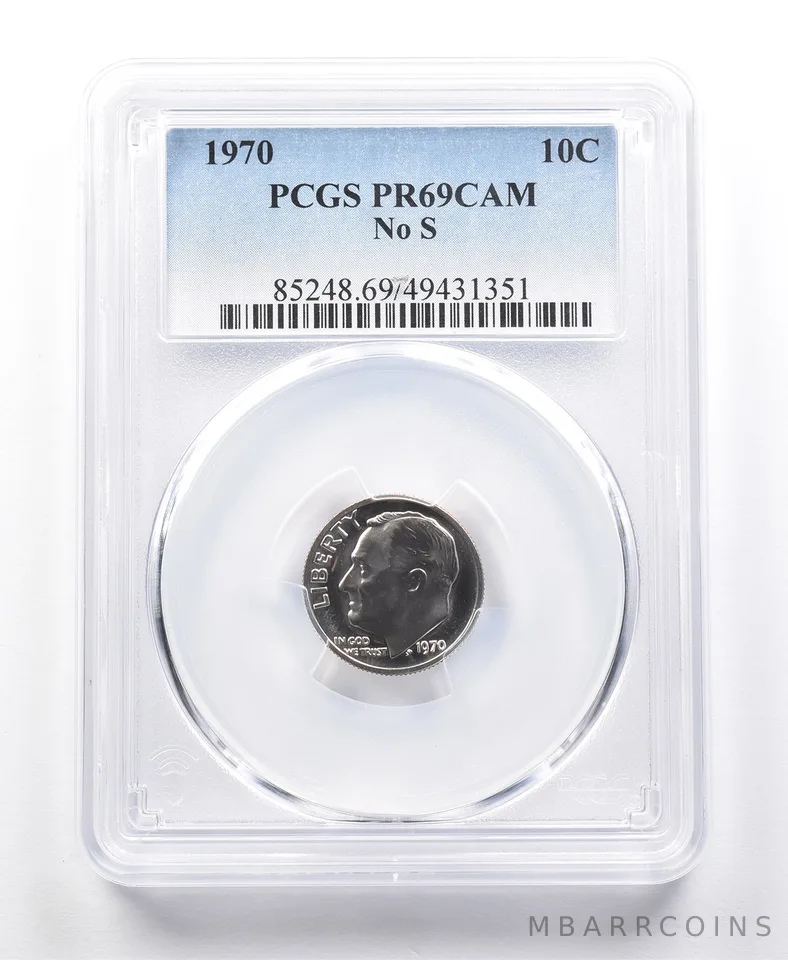 1970 Roosevelt Dime No S PR69 CAM PCGS *2052