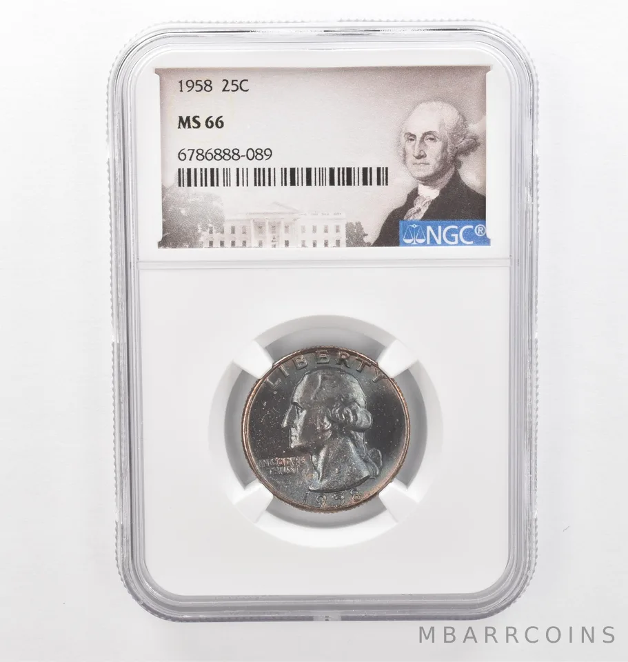 1958 Washington Quarter MS66 NGC Beautiful Tone *2288