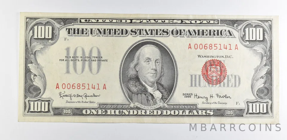 1966 $100 US Legal Tender Note Red Seal *9897