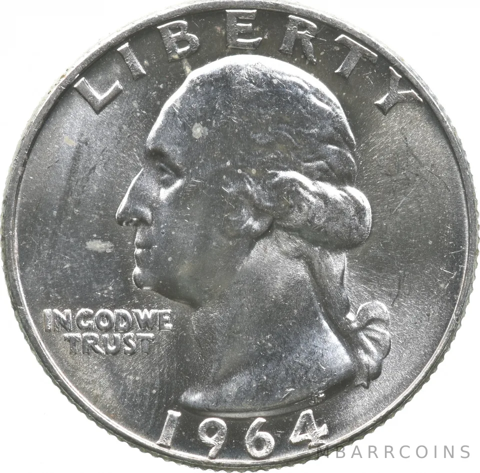 1964 Washington Quarter End of Roll Toning a3940