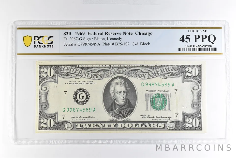 1969 $20 Chicago IL FRN Fr#2067-G Choice XF 45 PPQ PCGS *4992